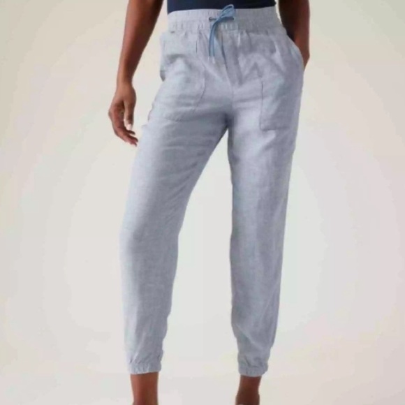 Athleta Cabo Linen Jogger Chambray Texture Size 8 TALL - Picture 2 of 16